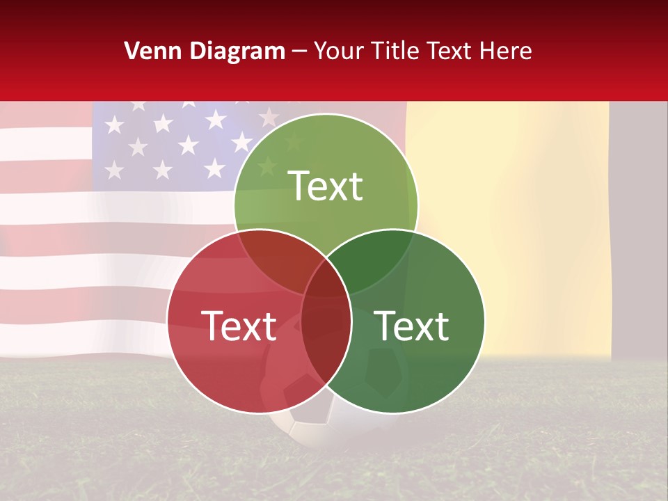 A Soccer Ball On A Field With Flags In The Background PowerPoint Template