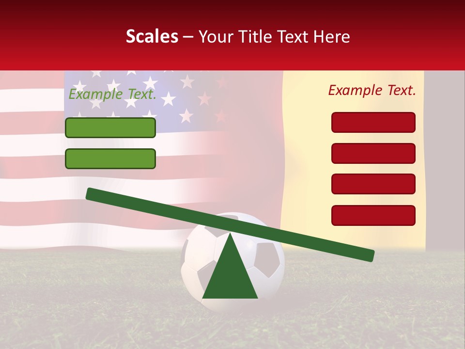 A Soccer Ball On A Field With Flags In The Background PowerPoint Template