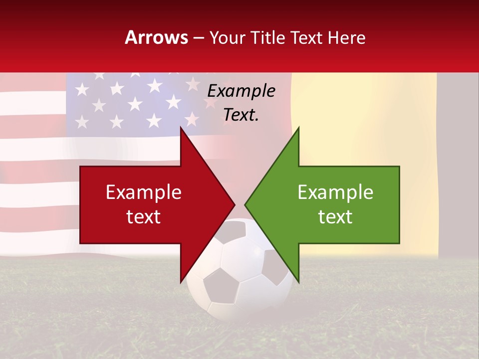 A Soccer Ball On A Field With Flags In The Background PowerPoint Template