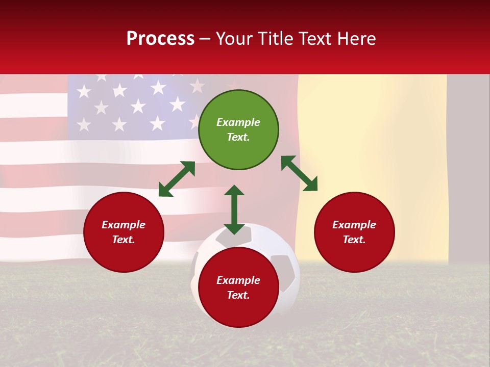 A Soccer Ball On A Field With Flags In The Background PowerPoint Template
