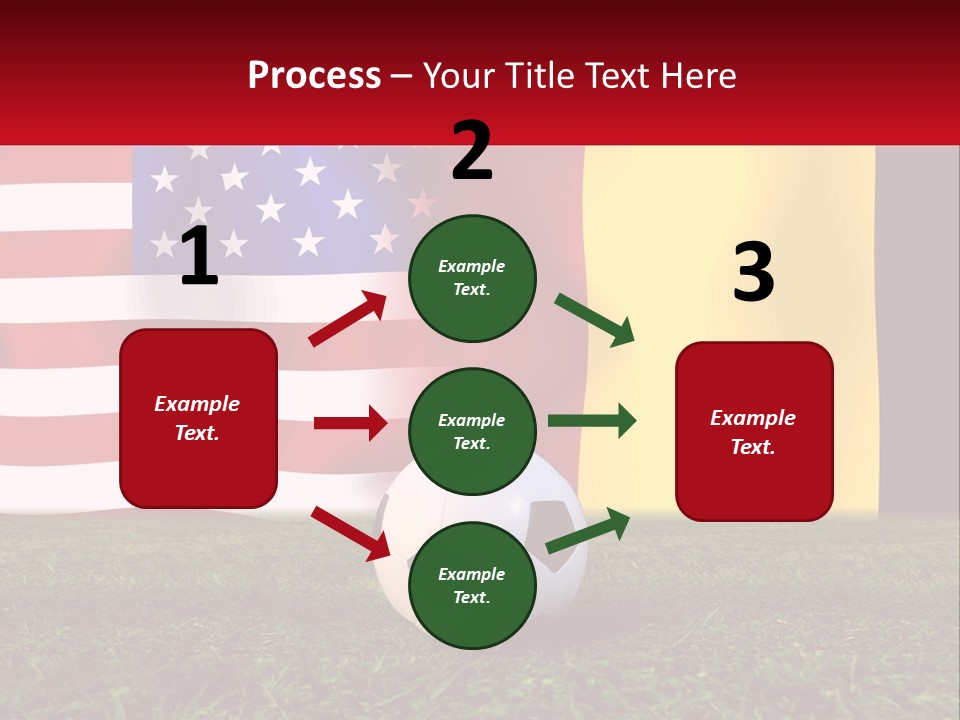 A Soccer Ball On A Field With Flags In The Background PowerPoint Template