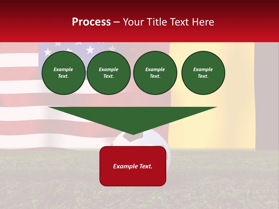 A Soccer Ball On A Field With Flags In The Background PowerPoint Template