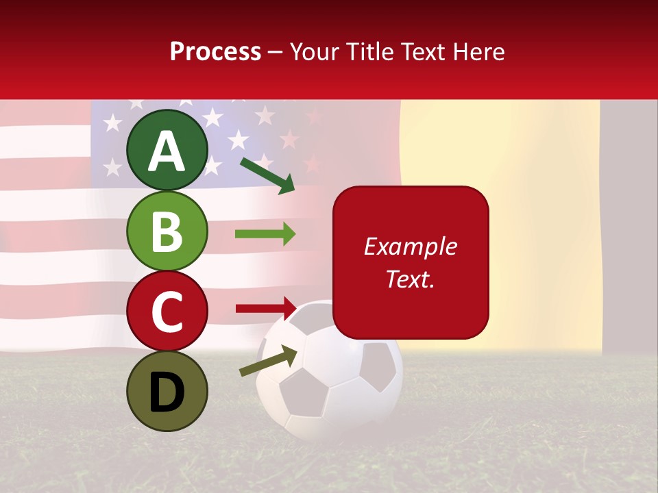 A Soccer Ball On A Field With Flags In The Background PowerPoint Template