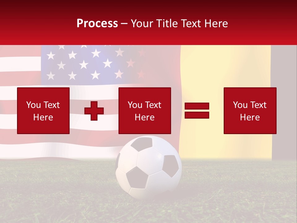A Soccer Ball On A Field With Flags In The Background PowerPoint Template