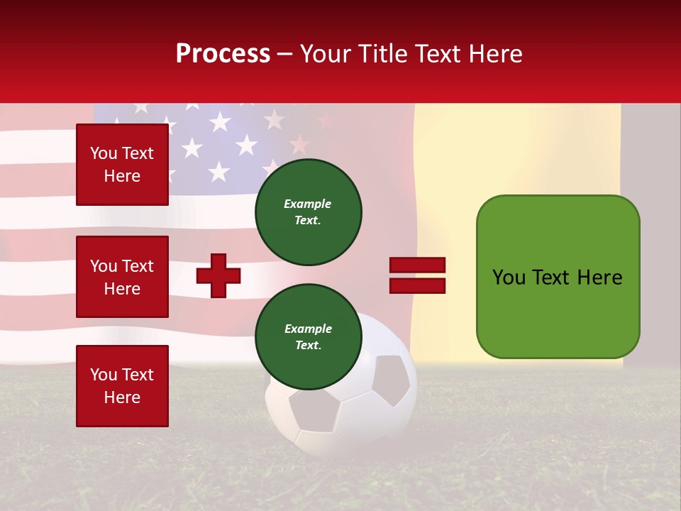 A Soccer Ball On A Field With Flags In The Background PowerPoint Template