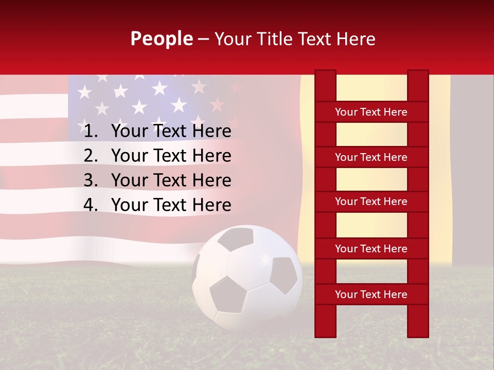 A Soccer Ball On A Field With Flags In The Background PowerPoint Template