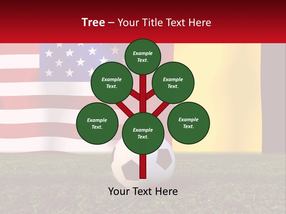 A Soccer Ball On A Field With Flags In The Background PowerPoint Template