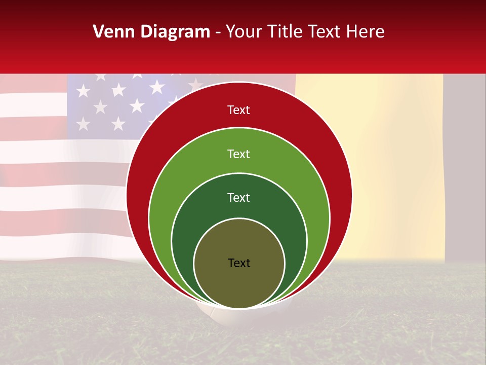 A Soccer Ball On A Field With Flags In The Background PowerPoint Template
