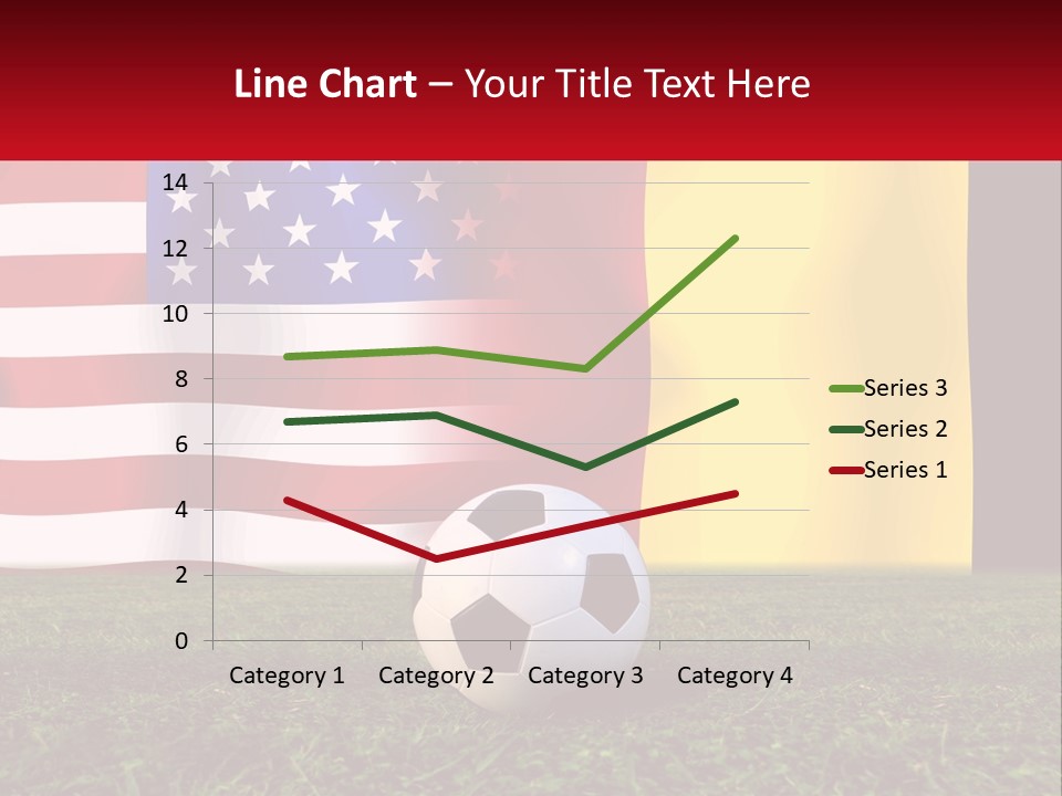 A Soccer Ball On A Field With Flags In The Background PowerPoint Template