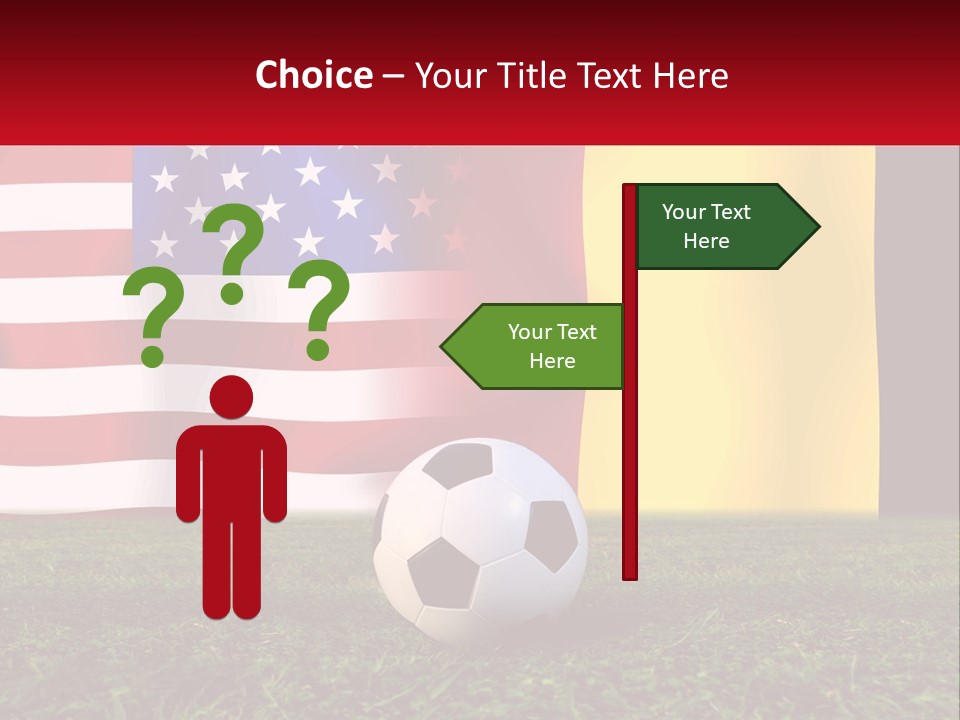 A Soccer Ball On A Field With Flags In The Background PowerPoint Template