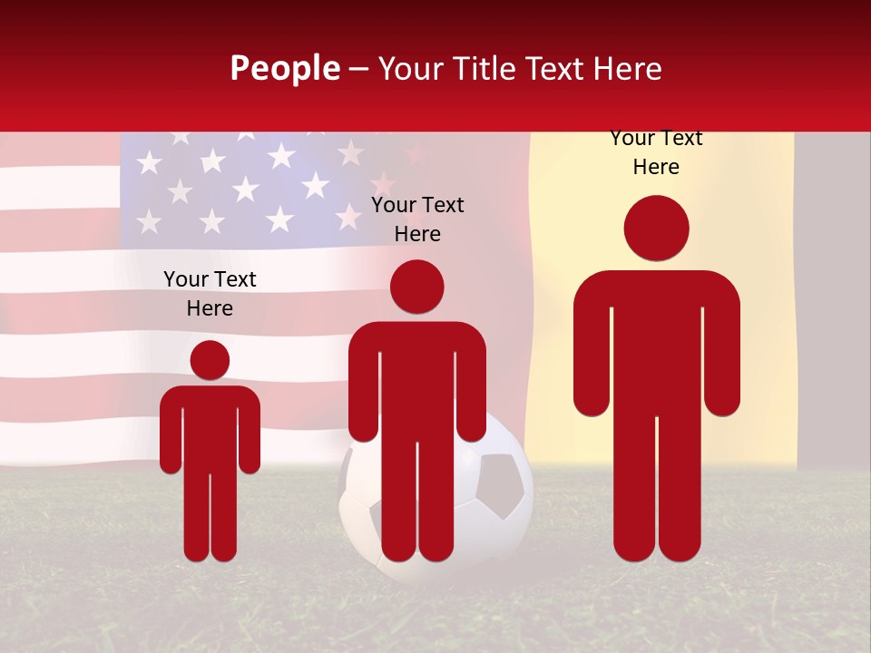 A Soccer Ball On A Field With Flags In The Background PowerPoint Template