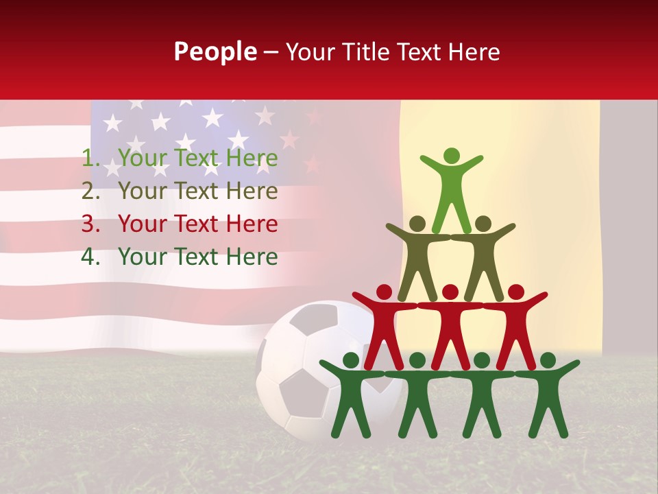 A Soccer Ball On A Field With Flags In The Background PowerPoint Template