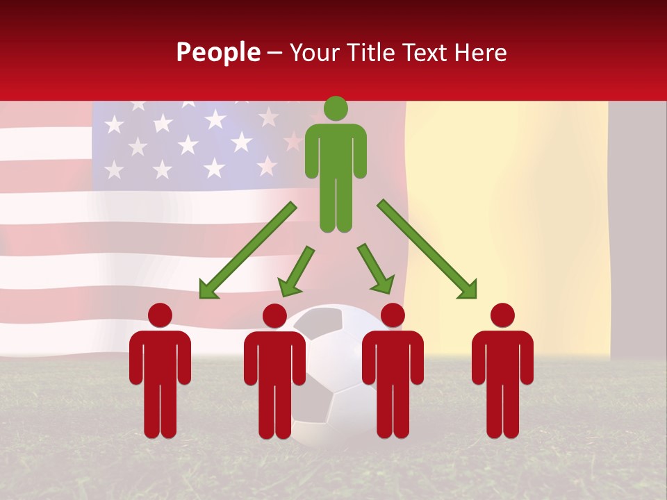 A Soccer Ball On A Field With Flags In The Background PowerPoint Template