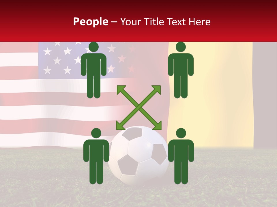 A Soccer Ball On A Field With Flags In The Background PowerPoint Template
