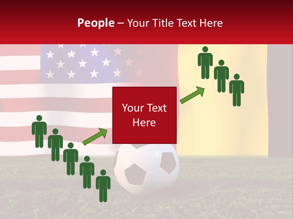 A Soccer Ball On A Field With Flags In The Background PowerPoint Template