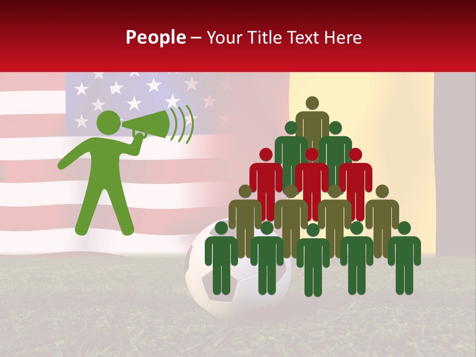 A Soccer Ball On A Field With Flags In The Background PowerPoint Template