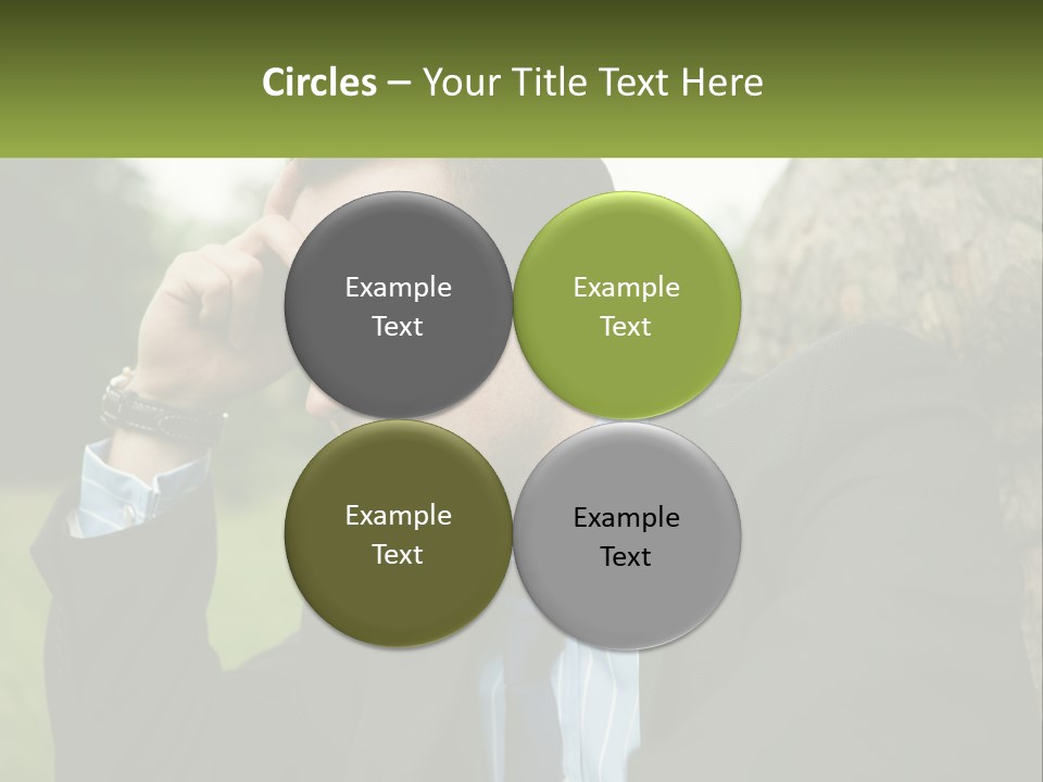 A Man In A Suit Sitting Next To A Tree PowerPoint Template