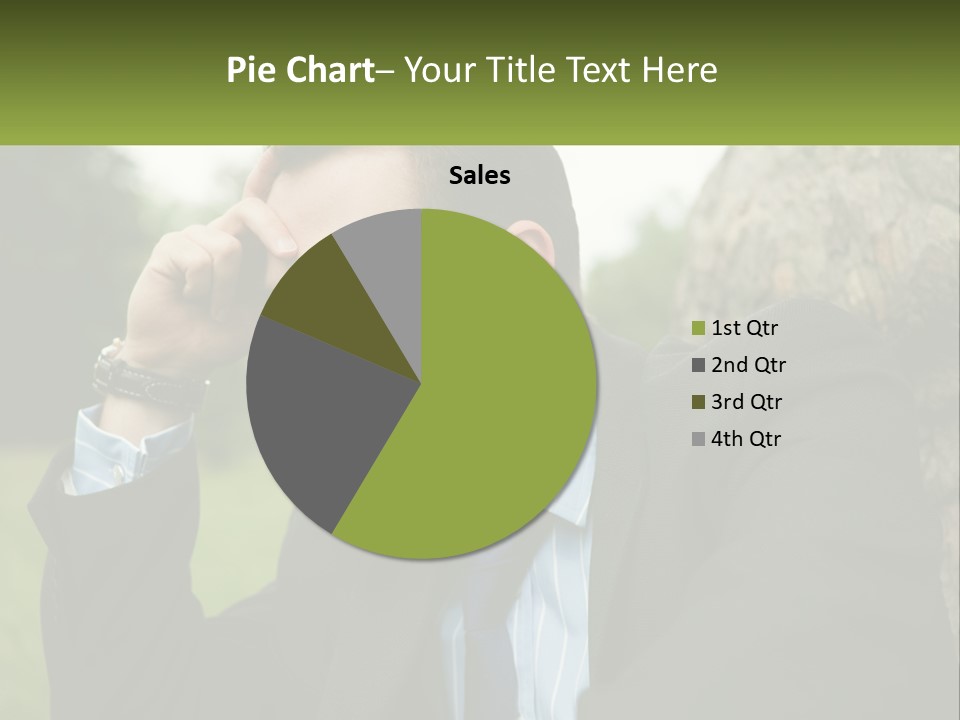 A Man In A Suit Sitting Next To A Tree PowerPoint Template