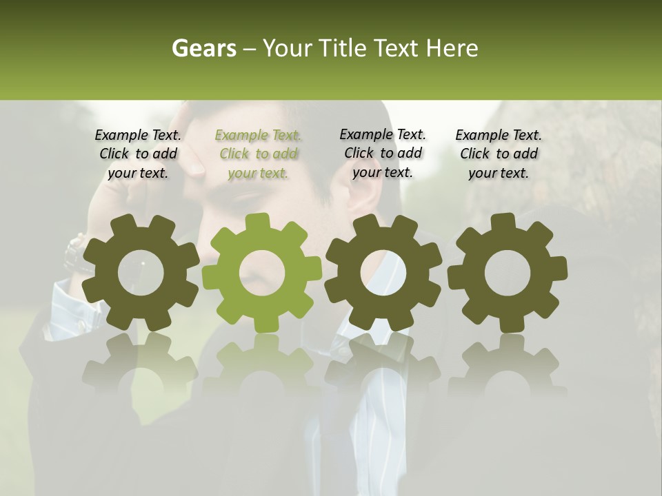 A Man In A Suit Sitting Next To A Tree PowerPoint Template