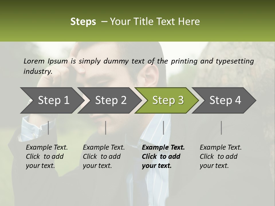 A Man In A Suit Sitting Next To A Tree PowerPoint Template