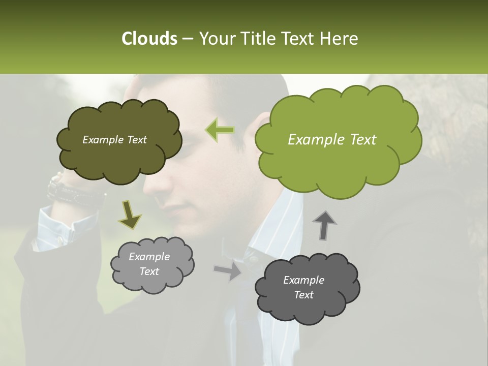 A Man In A Suit Sitting Next To A Tree PowerPoint Template