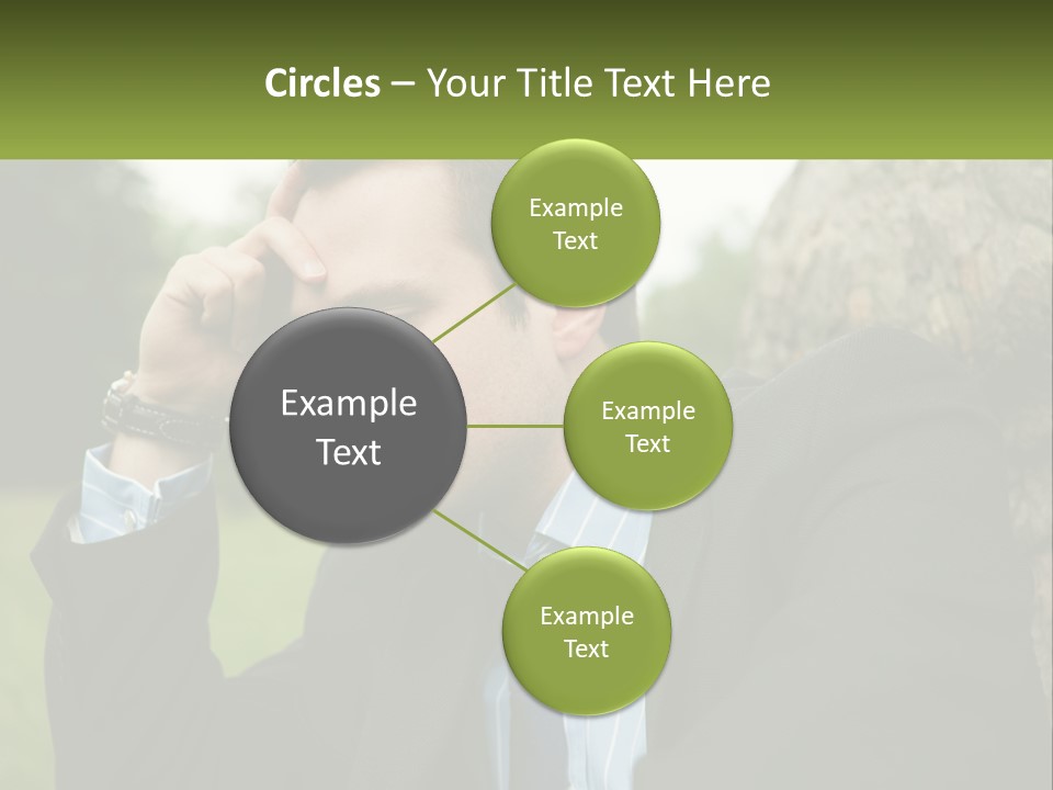 A Man In A Suit Sitting Next To A Tree PowerPoint Template