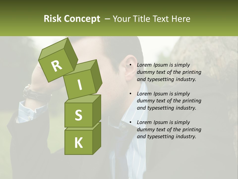 A Man In A Suit Sitting Next To A Tree PowerPoint Template