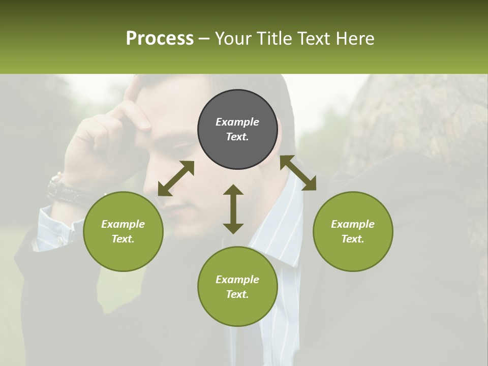 A Man In A Suit Sitting Next To A Tree PowerPoint Template