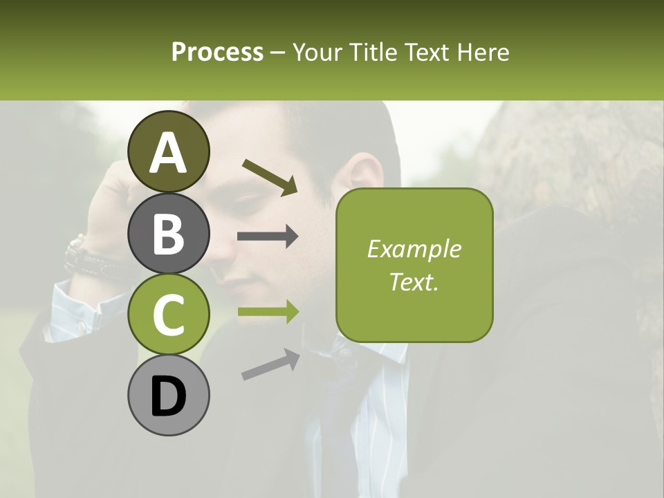 A Man In A Suit Sitting Next To A Tree PowerPoint Template