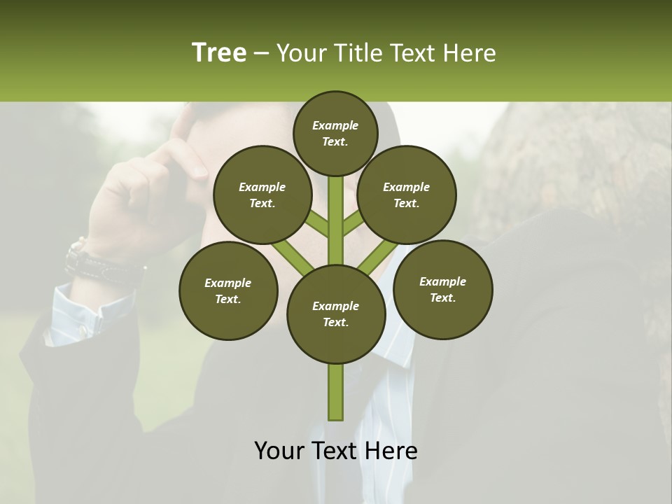 A Man In A Suit Sitting Next To A Tree PowerPoint Template