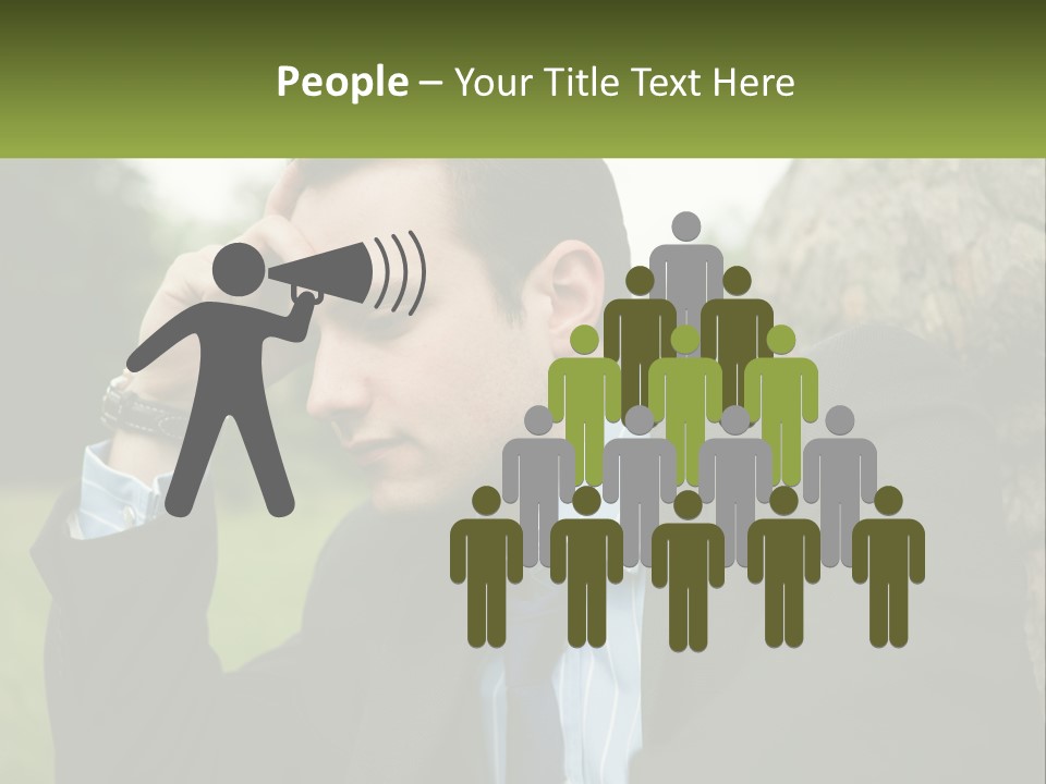 A Man In A Suit Sitting Next To A Tree PowerPoint Template