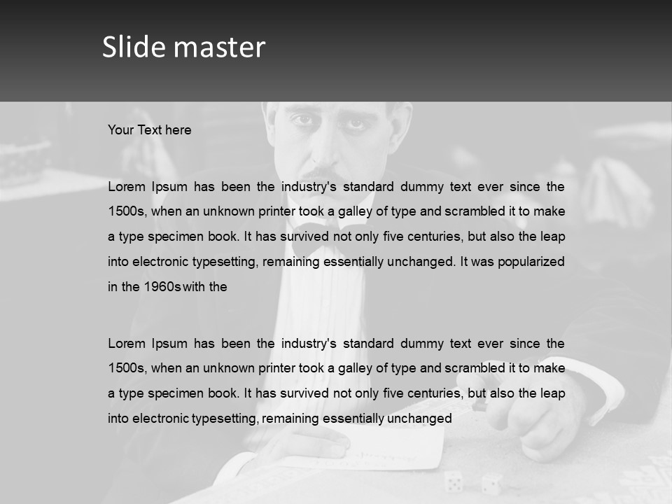 A Man In A Tuxedo Sitting At A Table PowerPoint Template