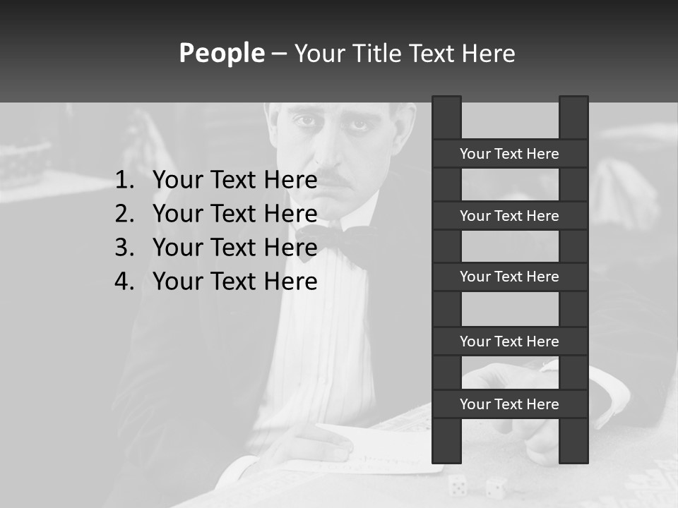 A Man In A Tuxedo Sitting At A Table PowerPoint Template