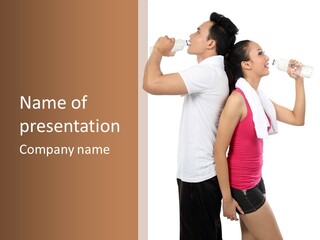 A Man And A Woman Are Drinking Water PowerPoint Template