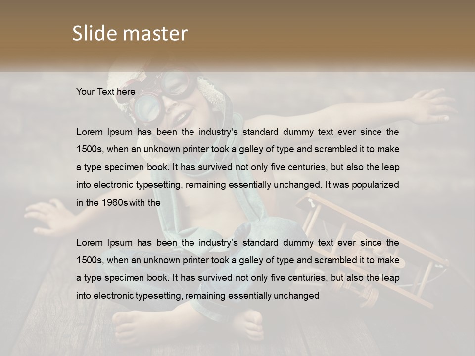 A Young Boy In A Hat And Scarf Sitting On A Wooden Floor PowerPoint Template