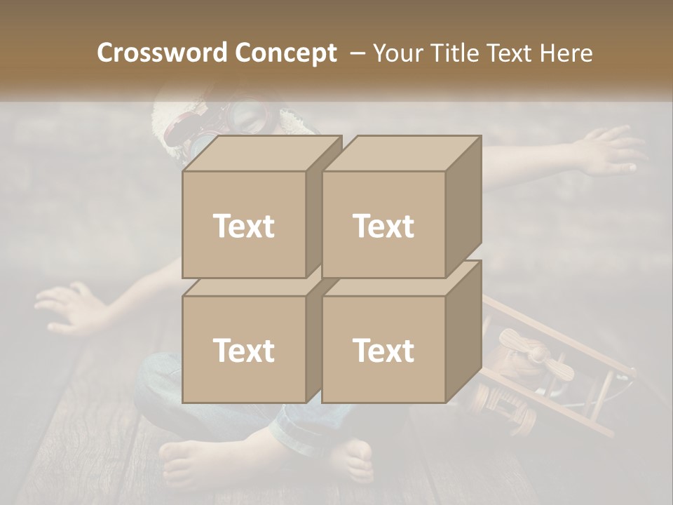 A Young Boy In A Hat And Scarf Sitting On A Wooden Floor PowerPoint Template