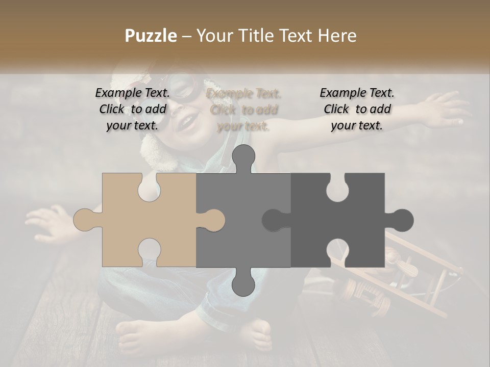 A Young Boy In A Hat And Scarf Sitting On A Wooden Floor PowerPoint Template