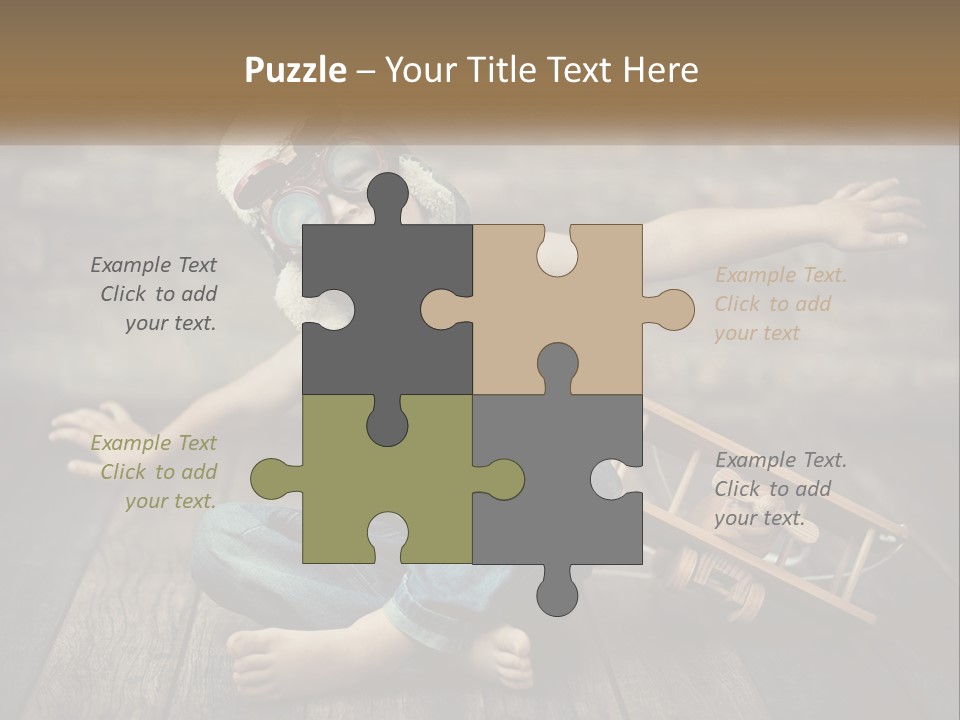 A Young Boy In A Hat And Scarf Sitting On A Wooden Floor PowerPoint Template