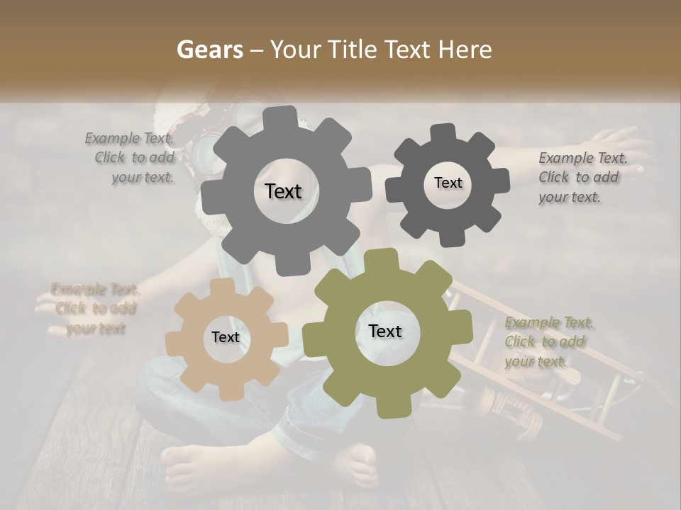 A Young Boy In A Hat And Scarf Sitting On A Wooden Floor PowerPoint Template