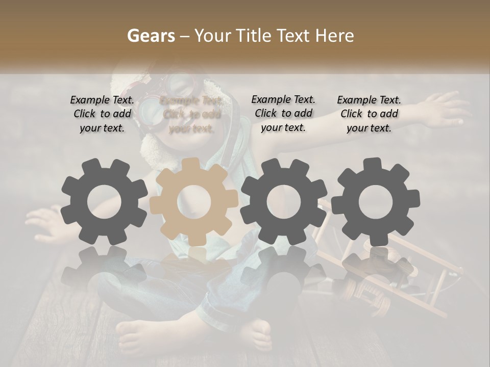 A Young Boy In A Hat And Scarf Sitting On A Wooden Floor PowerPoint Template