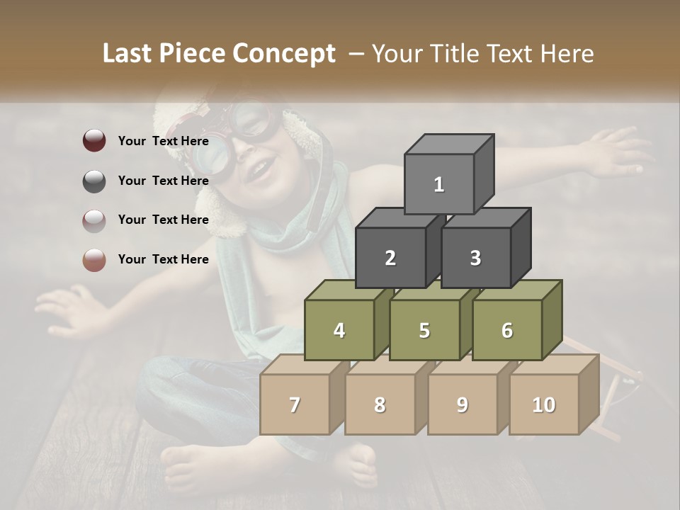 A Young Boy In A Hat And Scarf Sitting On A Wooden Floor PowerPoint Template