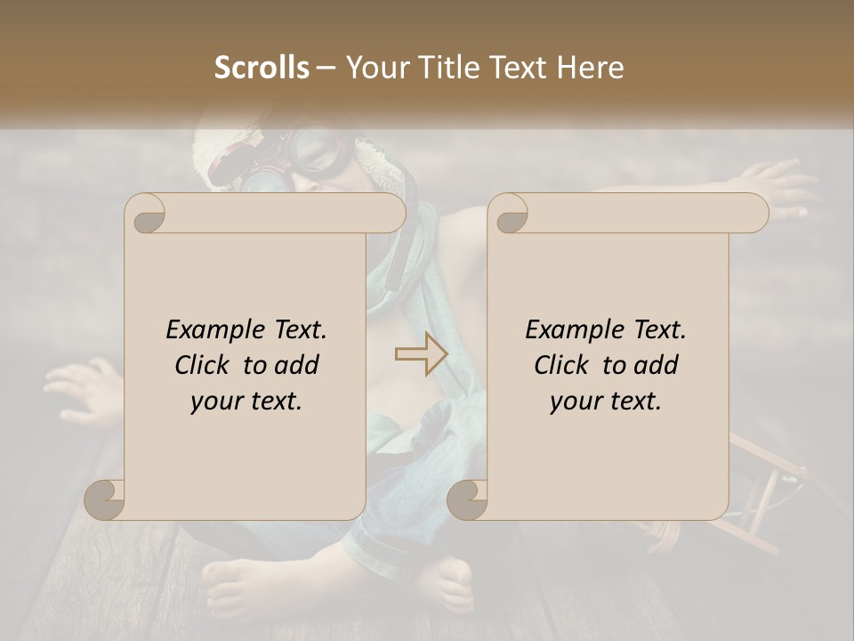 A Young Boy In A Hat And Scarf Sitting On A Wooden Floor PowerPoint Template