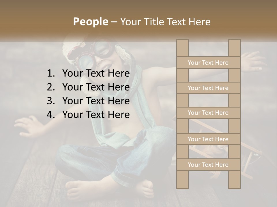 A Young Boy In A Hat And Scarf Sitting On A Wooden Floor PowerPoint Template