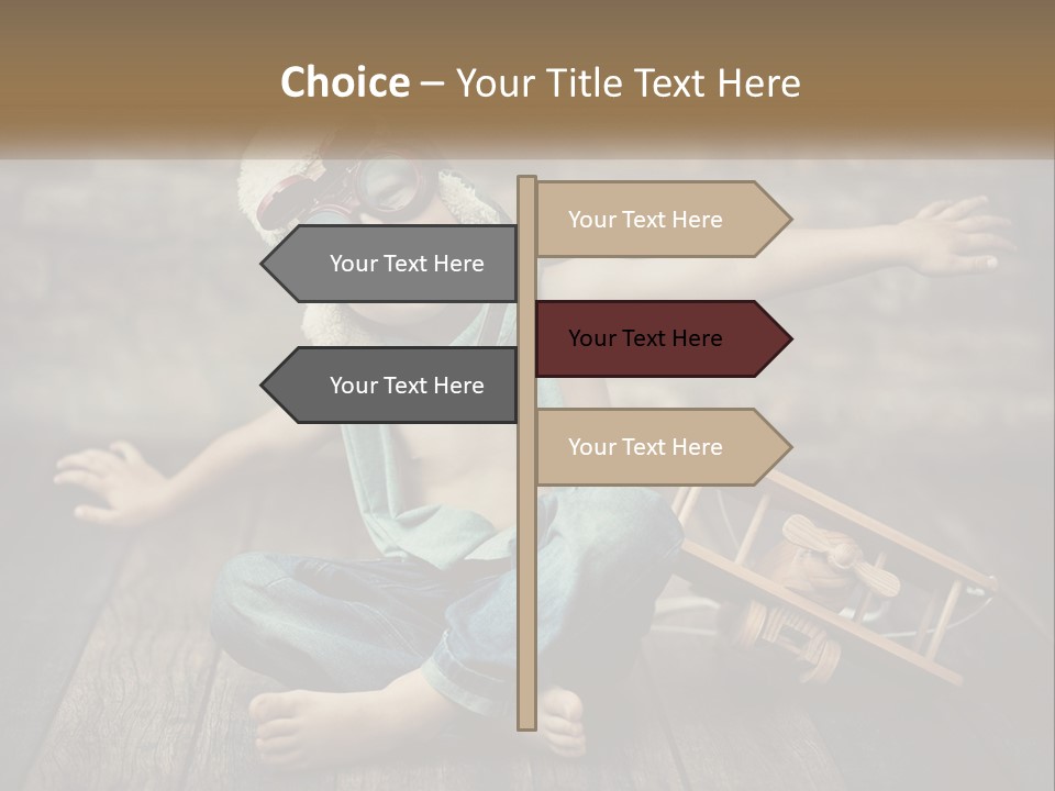 A Young Boy In A Hat And Scarf Sitting On A Wooden Floor PowerPoint Template