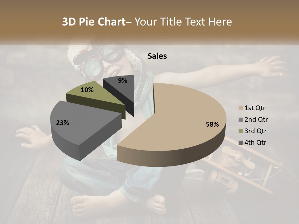 A Young Boy In A Hat And Scarf Sitting On A Wooden Floor PowerPoint Template