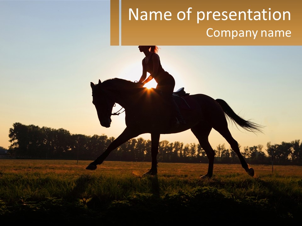 A Woman Riding On The Back Of A Horse PowerPoint Template