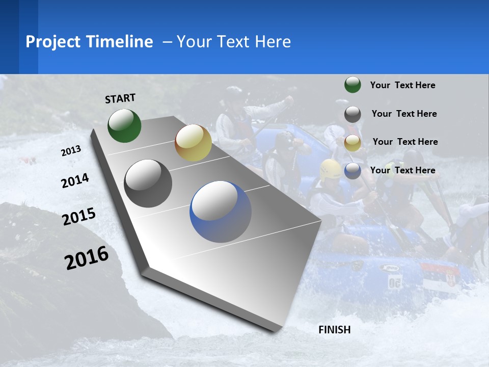A Group Of People Riding A Raft Down A River PowerPoint Template