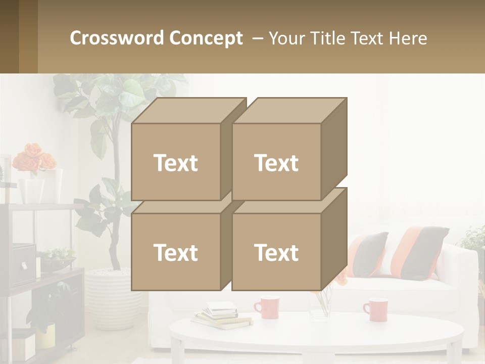 A Living Room With A White Couch And A Coffee Table PowerPoint Template