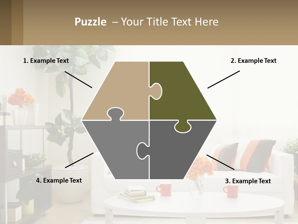 A Living Room With A White Couch And A Coffee Table PowerPoint Template