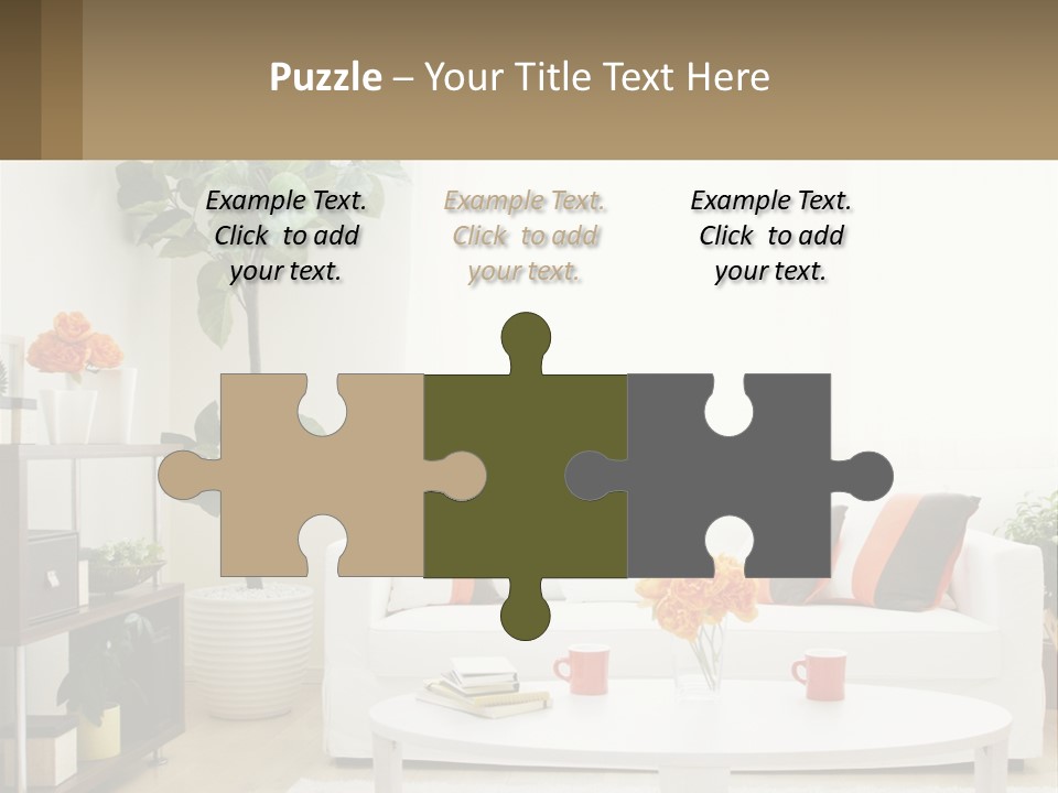 A Living Room With A White Couch And A Coffee Table PowerPoint Template